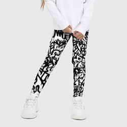 Леггинсы для девочки Graffiti black on white, цвет: 3D-принт — фото 2
