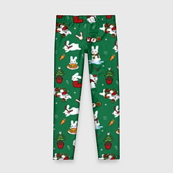 Детские легинсы Новогодний паттерн с зайчиками