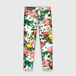 Леггинсы для девочки Узор из летних роз Summer Roses Pattern, цвет: 3D-принт
