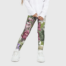 Леггинсы для девочки Цветы Ностальгический Весенний Узор, цвет: 3D-принт — фото 2