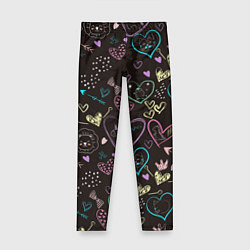 Детские легинсы Паттерн милые животные и сердечки