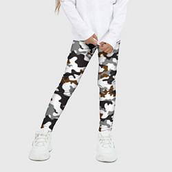 Леггинсы для девочки Камуфляж Чёрно-Белый Camouflage Black-White, цвет: 3D-принт — фото 2