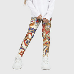 Леггинсы для девочки Цветочный винтажный орнамент, цвет: 3D-принт — фото 2