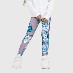 Леггинсы для девочки Летний стилизованный цветочный паттерн, цвет: 3D-принт — фото 2