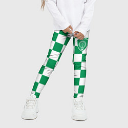 Леггинсы для девочки ФК Ахмат на фоне бело зеленой формы в квадрат, цвет: 3D-принт — фото 2