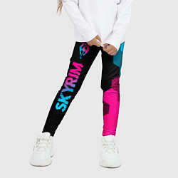 Леггинсы для девочки Skyrim - neon gradient: по-вертикали, цвет: 3D-принт — фото 2