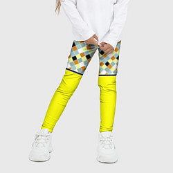 Леггинсы для девочки Желтый неоновый комбинированный узор, цвет: 3D-принт — фото 2