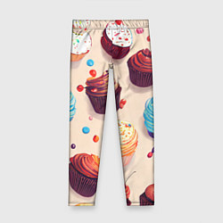 Леггинсы для девочки Капкейки на разный вкус, цвет: 3D-принт