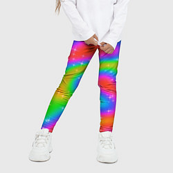 Леггинсы для девочки Световые блики на радужном фоне, цвет: 3D-принт — фото 2