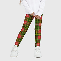 Леггинсы для девочки Ткань Шотландка красно-зелёная, цвет: 3D-принт — фото 2