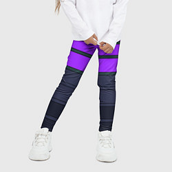 Леггинсы для девочки Полосатый узор в серых и фиолетовых тонах, цвет: 3D-принт — фото 2