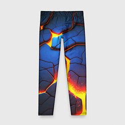 Леггинсы для девочки Яркая неоновая лава, разломы, цвет: 3D-принт