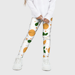 Леггинсы для девочки Апельсины с листьями, цвет: 3D-принт — фото 2
