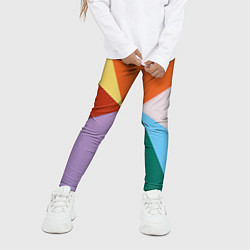 Леггинсы для девочки Разноцветные пересекающиеся треугольники, цвет: 3D-принт — фото 2