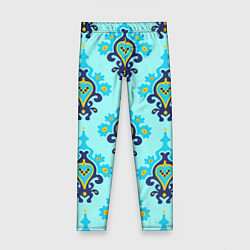 Леггинсы для девочки Светло-синий паттерн из ламп, цвет: 3D-принт