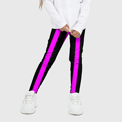 Леггинсы для девочки В полоску черного и фиолетового цвета, цвет: 3D-принт — фото 2