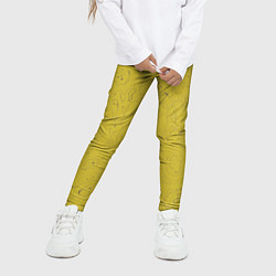 Леггинсы для девочки Рябь - зеленовато-желтый и фиолетовый - узор Хуф и, цвет: 3D-принт — фото 2