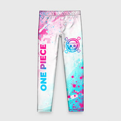 Детские легинсы One Piece neon gradient style: надпись, символ