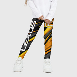 Леггинсы для девочки Лексус - желтая спортивная абстракция, цвет: 3D-принт — фото 2