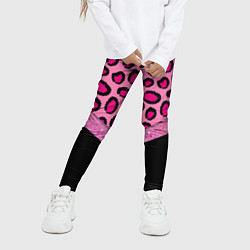Леггинсы для девочки Розовый леопард и блестки принт, цвет: 3D-принт — фото 2