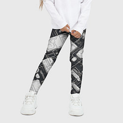Леггинсы для девочки Полосы Чёрно-белые киберпанк, цвет: 3D-принт — фото 2