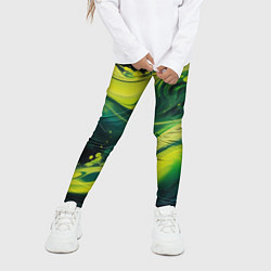Леггинсы для девочки Жидкая текущая зеленая краска, цвет: 3D-принт — фото 2