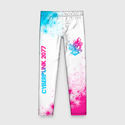 Леггинсы для девочки Cyberpunk 2077 neon gradient style: надпись, симво, цвет: 3D-принт