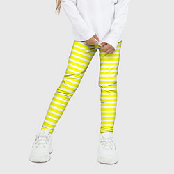 Леггинсы для девочки Жёлтый с белыми полосками, цвет: 3D-принт — фото 2