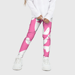 Леггинсы для девочки Бело-розовая абстрактная композиция, цвет: 3D-принт — фото 2