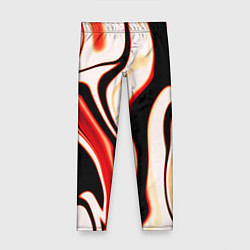 Леггинсы для девочки Абстракция разлитые краски бежевый красный и чёрны, цвет: 3D-принт