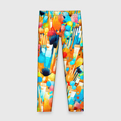 Леггинсы для девочки Кисти художника, цвет: 3D-принт