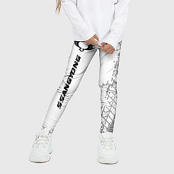 Леггинсы для девочки SsangYong speed на светлом фоне со следами шин по-, цвет: 3D-принт — фото 2