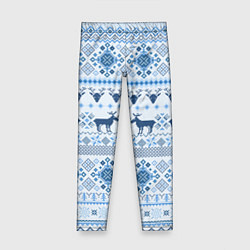 Леггинсы для девочки Blue sweater with reindeer, цвет: 3D-принт