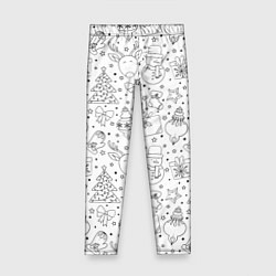 Детские легинсы Черно-белый новогодний патерн