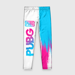 Леггинсы для девочки PUBG neon gradient style по-вертикали, цвет: 3D-принт