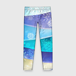 Леггинсы для девочки Абстрактный синий волнистый фон со снежинками, цвет: 3D-принт