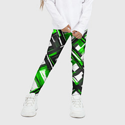 Леггинсы для девочки Зелёные и чёрные мазки, цвет: 3D-принт — фото 2
