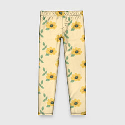 Детские легинсы Желтые цветы на желтом фоне - паттерн