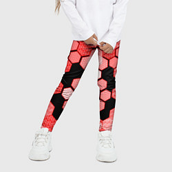 Леггинсы для девочки Красная кибер броня hexagons, цвет: 3D-принт — фото 2