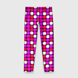 Леггинсы для девочки Розовые и белые квадраты, цвет: 3D-принт
