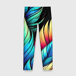 Леггинсы для девочки Color feathers - neon, цвет: 3D-принт