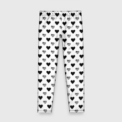 Леггинсы для девочки Черно-белые сердечки, цвет: 3D-принт
