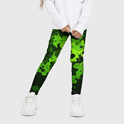 Леггинсы для девочки Яркий неоновый зеленый камуфляж, цвет: 3D-принт — фото 2