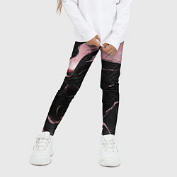 Леггинсы для девочки Черно-розовый мрамор, цвет: 3D-принт — фото 2