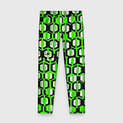Леггинсы для девочки Техно узор из шестиугольников зелёный, цвет: 3D-принт