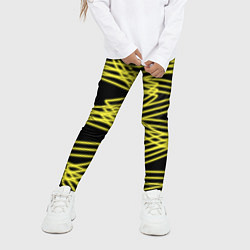 Леггинсы для девочки Желтые светящиеся линии, цвет: 3D-принт — фото 2