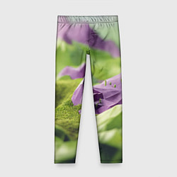 Леггинсы для девочки Геометрический пейзаж фиолетовый и зеленый, цвет: 3D-принт