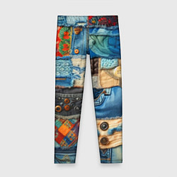 Леггинсы для девочки Vanguard denim patchwork - ai art, цвет: 3D-принт