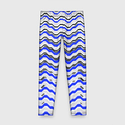 Детские легинсы Black and blue stripes on a white background