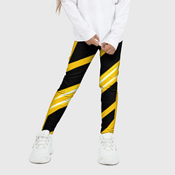 Леггинсы для девочки Чёрно-белые полосы на жёлтом фоне, цвет: 3D-принт — фото 2